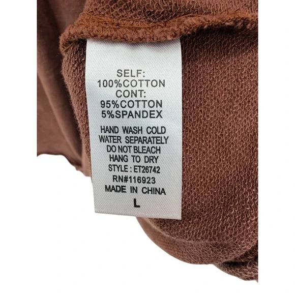 Easel Los Angeles Washed Mauve V-Neck Long Sleeve Top Pullover Casual Relaxed L - Picture 4 of 5